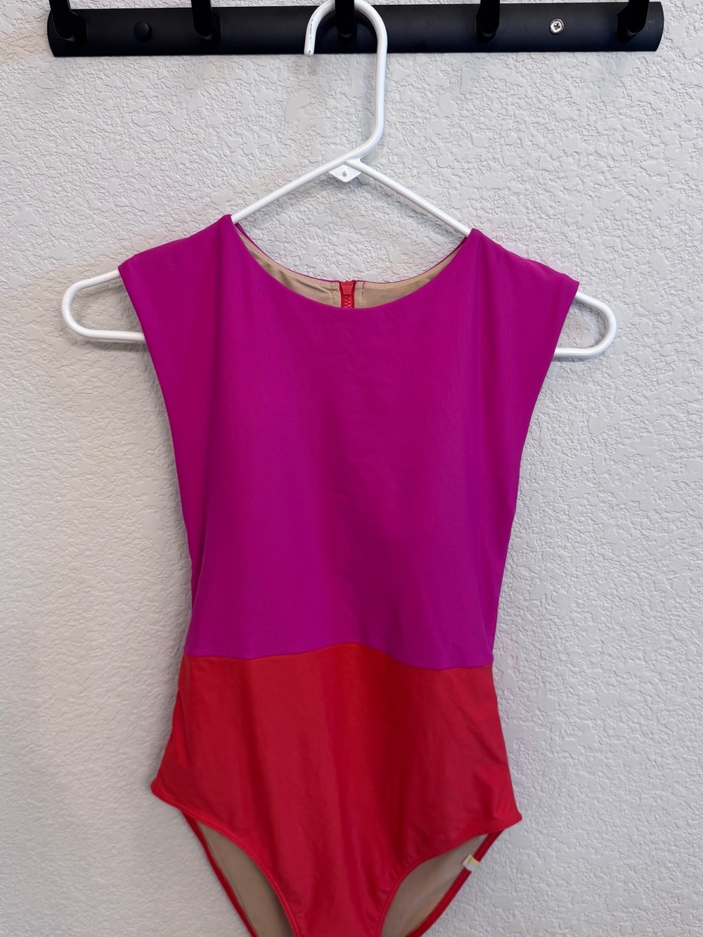 summersalt Magenta and Red Colorblock One-Piece Swimsuit